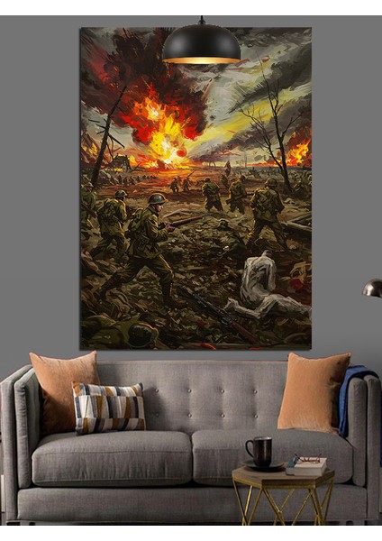 Savaş Alanı Patlama Dekoratif Kanvas - Mdf Ahşap Tablo fırsatları