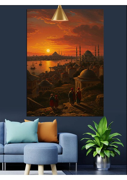 Istanbul Gün Batımı Dekoratif Kanvas - Mdf Ahşap Tablo