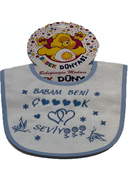 Annem/babam Beni Çok Seviyor Seviyor Erkek Figür Baskılı Mavi Bebek Önlüğü fiyatları