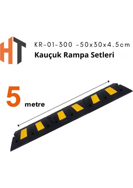 Kauçuk Rampa Set, Otopark Rampası, Kaldırım Rampası 50X30X4,5 cm 5 Metre