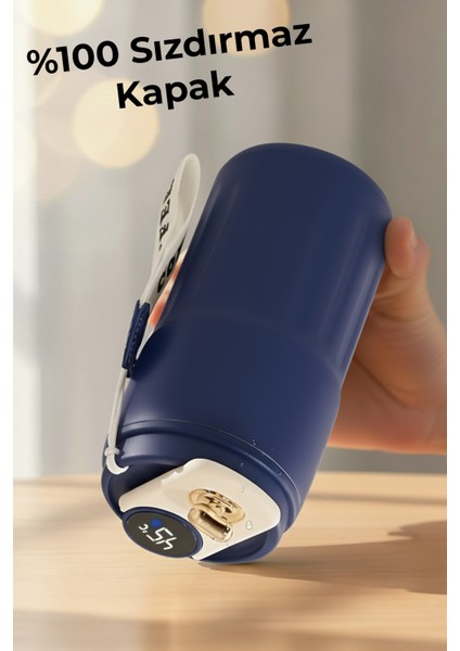 Kişiye Özel Dijital Isı Göstergeli Paslanmaz 304 Lacivert Çelik Bardak Termos Mug Kupa 400ML modelleri