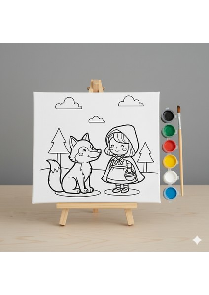 Kırmızı Başlıklı Kız Masal Kahramanı Çocuklar Için Eğitici Sanat ve Hobi Aktivitesi Boyama Seti