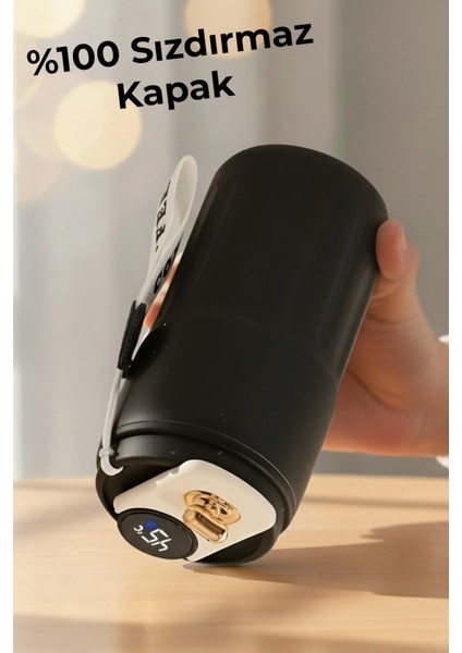 Kişiye Özel Dijital Isı Göstergeli Paslanmaz 304 Siyah Çelik Bardak Termos Mug Kupa 400ML modelleri