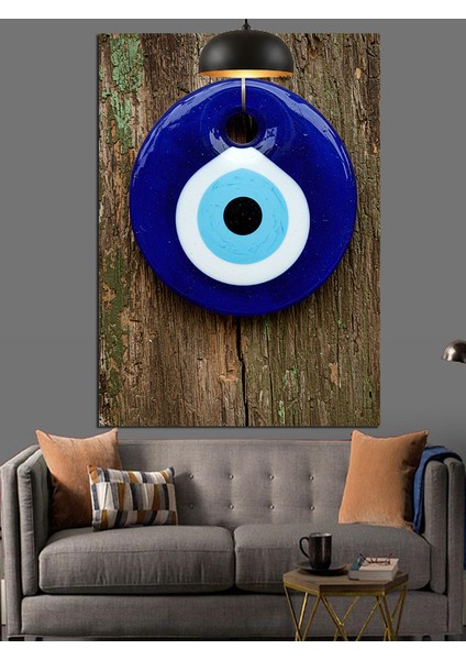 Tahta ve Nazar Boncuğu Dekoratif Kanvas - Mdf Ahşap Tablo modelleri