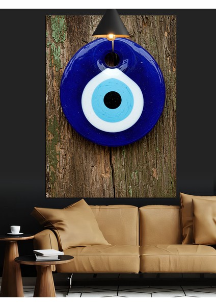 Tahta ve Nazar Boncuğu Dekoratif Kanvas - Mdf Ahşap Tablo indirimleri