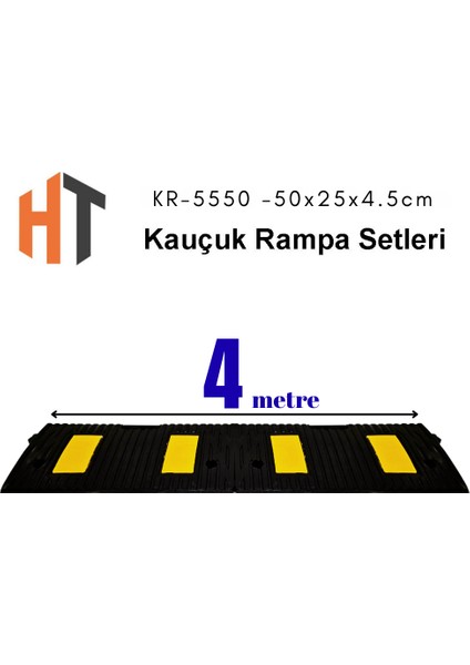 4 Metre Kauçuk Rampa, Otopark Rampası, Kaldırım Rampası 25 x 50 x 4,5 cm