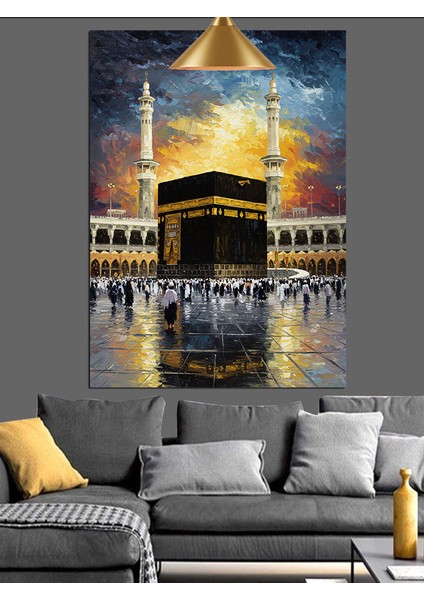 Kabe Mekke Manzara Dekoratif Kanvas - Mdf Ahşap Tablo
