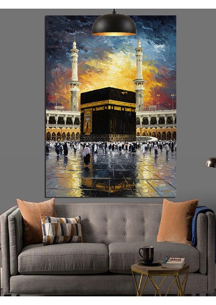 Kabe Mekke Manzara Dekoratif Kanvas - Mdf Ahşap Tablo modelleri