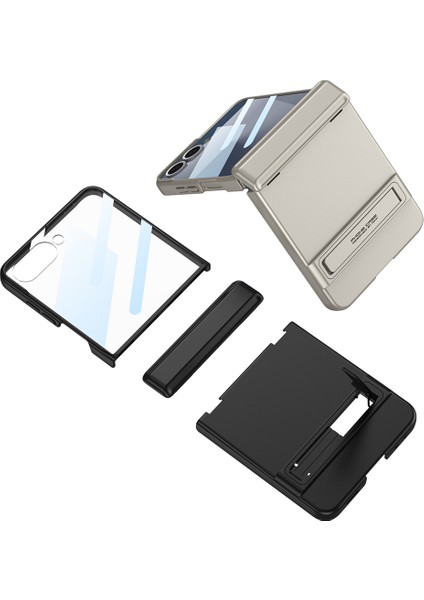 Galaxy Z Flip 7 Kılıf Zore Kıpta Standlı Kapak - Gümüş indirimleri