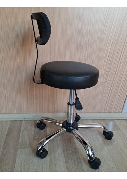 Ofis Kasiyer Taburesi Metal Ayak Tekerlekli Sırt Dayama Eczane Laboratuvar Büro Çalışma Koltuğu modelleri