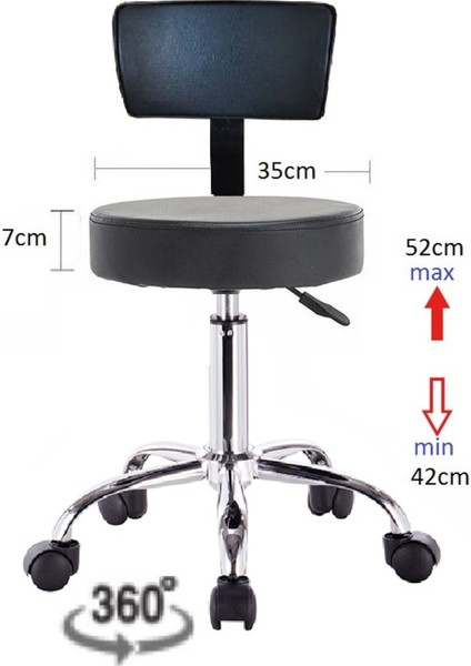 Ofis Kasiyer Taburesi Metal Ayak Tekerlekli Sırt Dayama Eczane Laboratuvar Büro Çalışma Koltuğu indirimleri