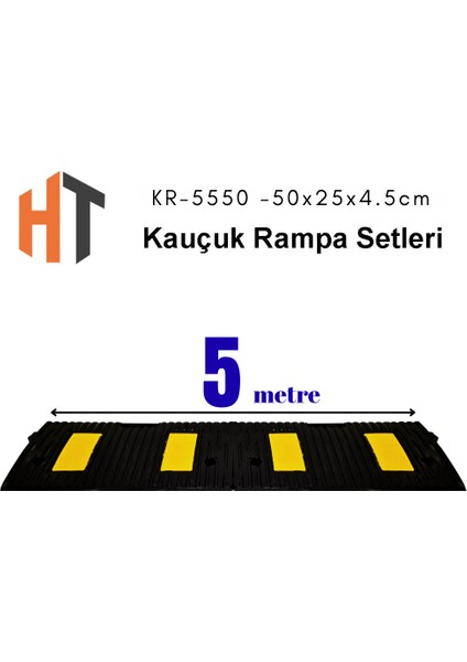 5 Metre Kauçuk Rampa, Otopark Rampası, Kaldırım Rampası 25 x 50 x 4,5 cm
