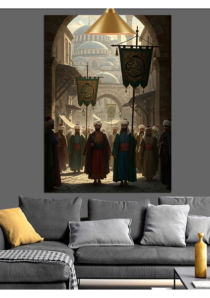 Osmanlı Cami Töreni Dekoratif Kanvas - Mdf Ahşap Tablo
