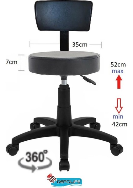 Ofis Laboratuvar Öğrenci Büro Taburesi Tekerlekli Sandalye Sırt Dayamalı Kasiyer Çalışma Koltuğu indirimleri