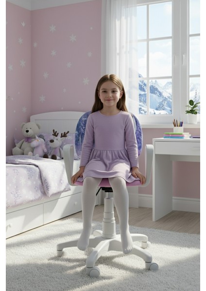 Çocuk Odası Sandalyesi Ders Çalışma Ofis Koltuğu Öğrenci Sandalye Beyaz Tekerli Yükseklik Ayarlı indirimleri