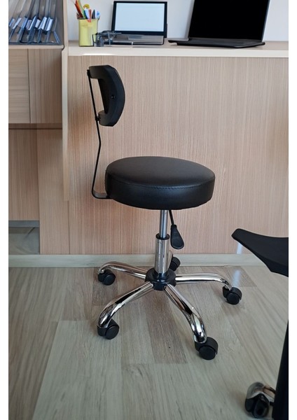 Ofis Laboratuvar Öğrenci Büro Tabure Metal Ayak Tekerlekli Sandalye Sırt Dayama Çalışma Koltuğu