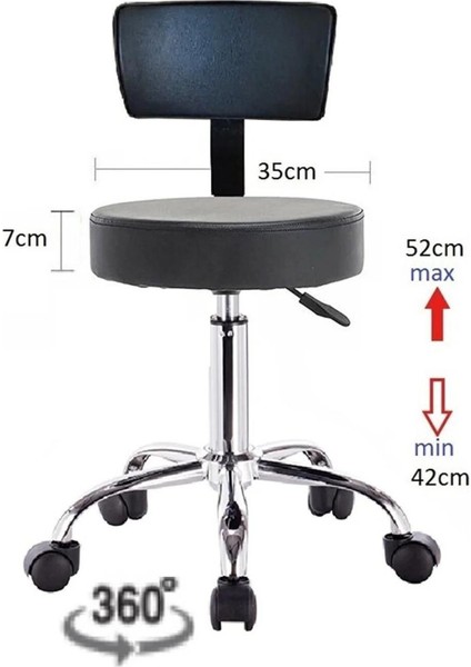 Ofis Laboratuvar Öğrenci Büro Tabure Metal Ayak Tekerlekli Sandalye Sırt Dayama Çalışma Koltuğu