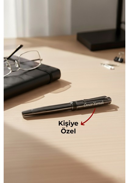 Kişiye Özel Isim Baskılı Füme Tükenmez Kalem Prestij Lüx Kutulu Roller Kalem Imza Kalemi fiyatları