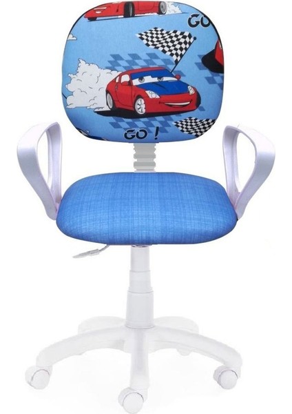 Çocuk Odası Ders Çalışma Ofis Koltuğu Öğrenci Sandalyesi Araba Desen Beyaz Tekerli Yükseklik Ayarı fiyatları