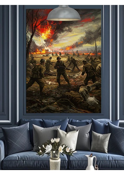 Savaş Alanı Askerler Dekoratif Kanvas - Mdf Ahşap Tablo fiyatları