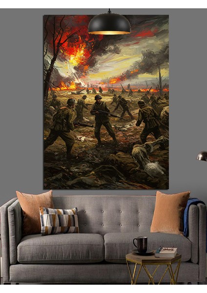 Savaş Alanı Askerler Dekoratif Kanvas - Mdf Ahşap Tablo modelleri