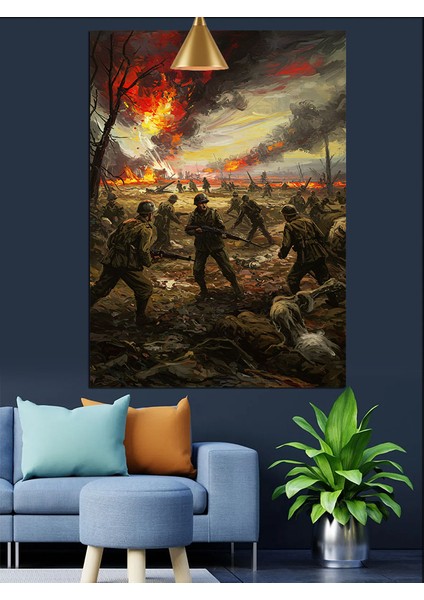 Savaş Alanı Askerler Dekoratif Kanvas - Mdf Ahşap Tablo fırsatları