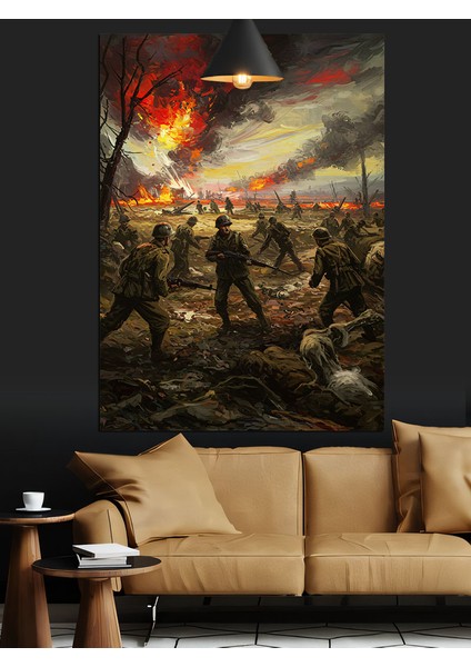 Savaş Alanı Askerler Dekoratif Kanvas - Mdf Ahşap Tablo indirimleri