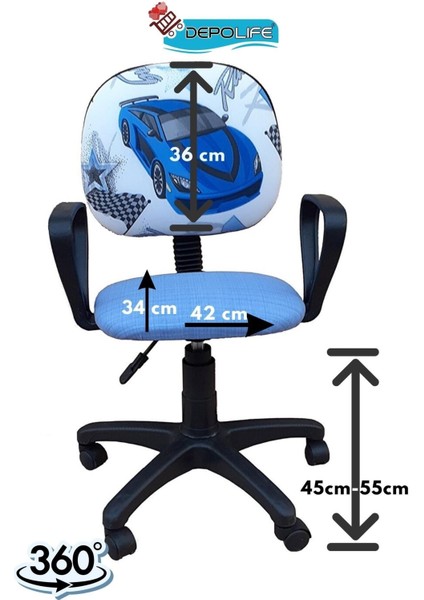 Çocuk Odası Ders Çalışma Ofis Koltuğu Amortisörlü Tekerlekli Faaliyet Sekreter Bilgisayar Sandalyesi indirimleri