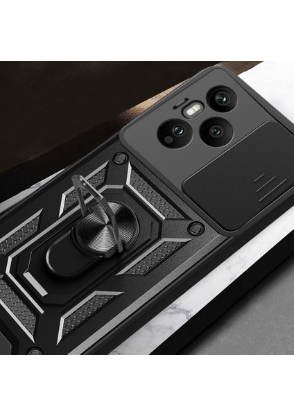 Honor 400 Pro Kılıf Magnetik Standlı Kamera Korumalı Zore Sürgülü Vega Kapak - Siyah