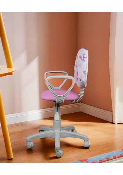 Çocuk Odası Ders Çalışma Ofis Koltuğu Öğrenci Sandalyesi Araba Prenses Tekerli Yükseklik Ayarı