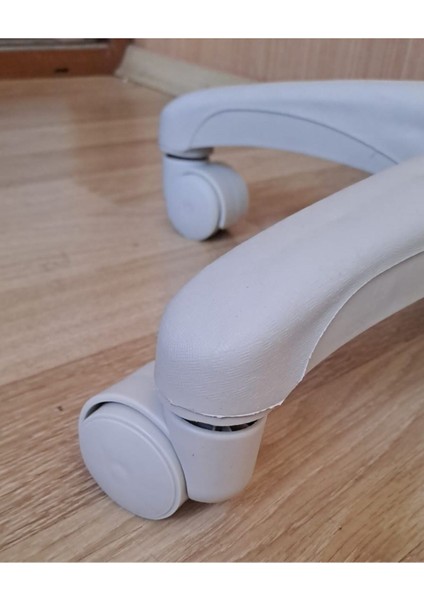 Ofis Müdür Çalışma Koltukları Için Sekmanlı Tekerlek Seti 5li Set Üniversal Krem Beyaz Açık Gri