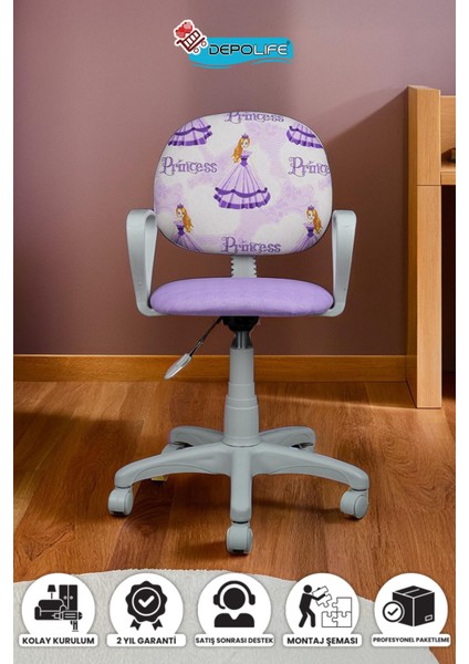 Çocuk Odası Sandalyesi Ders Çalışma Ofis Koltuğu Öğrenci Sandalye Beyaz Tekerli Yükseklik Ayarlı modelleri