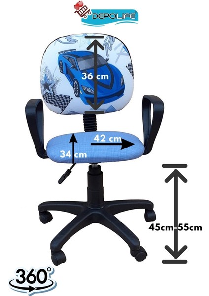 Çocuk Odası Ders Çalışma Ofis Koltuğu Amortisörlü Tekerlekli Faaliyet Sekreter Bilgisayar Sandalyesi indirimleri