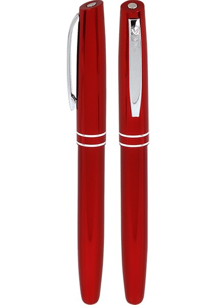 Kişiye Özel Isim Baskılı Kırmızı Gümüş Halkalı Tükenmez Kalem Prestij Lüx Kutulu Imza Kalemi modelleri