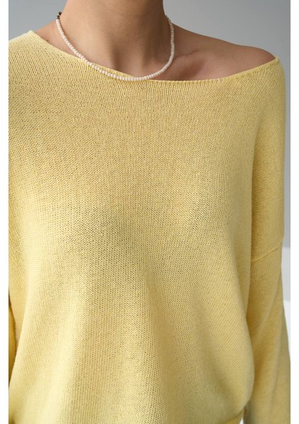 Kadın Ince Triko Kazak – Pembe & Sarı, Yuvarlak Yaka, Hafif Salaş Fit fiyatları