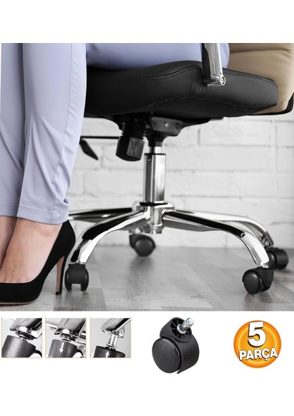 Ofis Büro Koltuk Tekerleği 5 Adet Sekmanlı Teker Ayak Için Siyah Çalışma Koltuğu Yedek Parça fiyatları