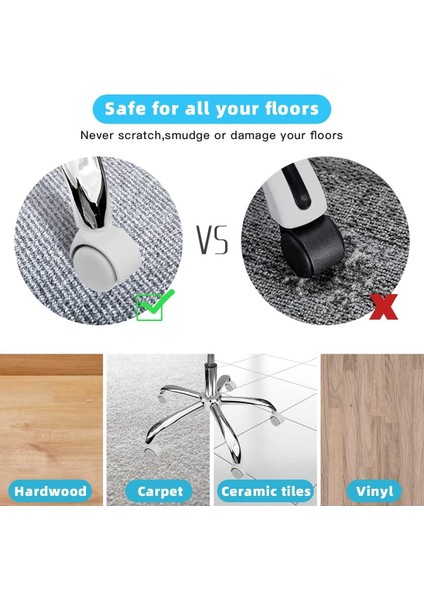 Ofis Büro Koltuk Tekerleği 5 Adet Sekmanlı Teker Açık Gri Çalışma Koltuğu Yedek Parça indirimleri