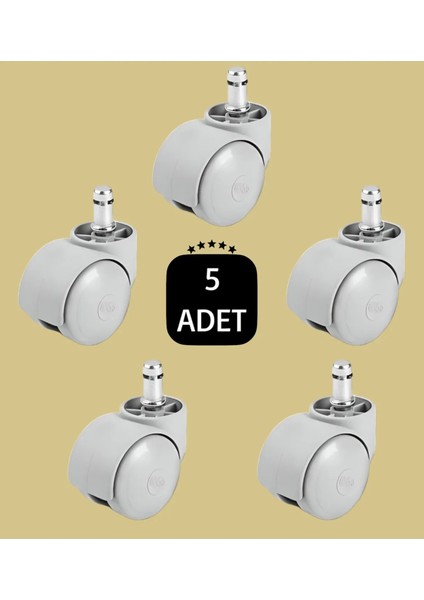 Ofis Büro Koltuk Tekerleği 5 Adet Sekmanlı Teker Açık Gri Çalışma Koltuğu Yedek Parça