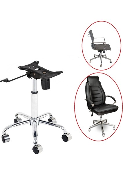 Ofis Büro Çalışma Koltuğu Için Krom Yıldız Ayak Amortisör Tekerlek Şase Tek Kollu Mekanizma Seti