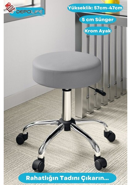 Döner Ofis Kasiyer Taburesi Tekerlekli Deri Döşeme Oturak Eczane Laboratuvar Büro Çalışma Koltuğu fiyatları