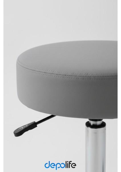 Döner Ofis Kasiyer Taburesi Tekerlekli Deri Döşeme Oturak Eczane Laboratuvar Büro Çalışma Koltuğu