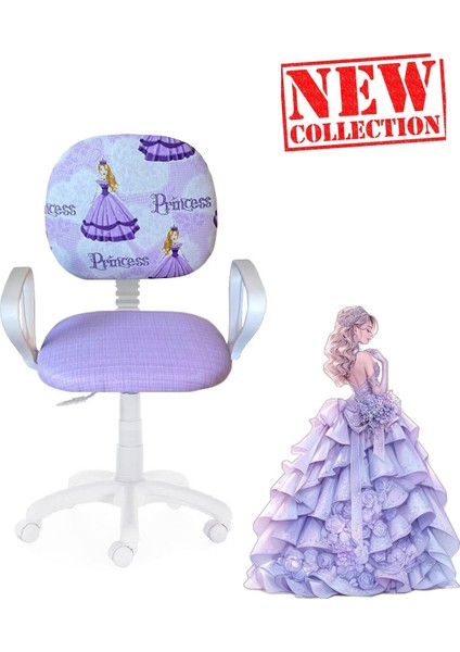 Çocuk Odası Ders Çalışma Ofis Koltuğu Öğrenci Sandalyesi Araba Prenses Tekerli Yükseklik Ayarı
