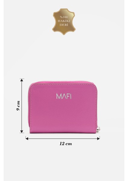 Lume %100 Hakiki Deri Pembe Fermuarlı Mini Cüzdan modelleri