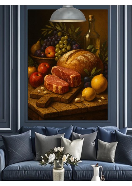 Şaraplı Meyve Sofrası Dekoratif Kanvas - Mdf Ahşap Tablo modelleri