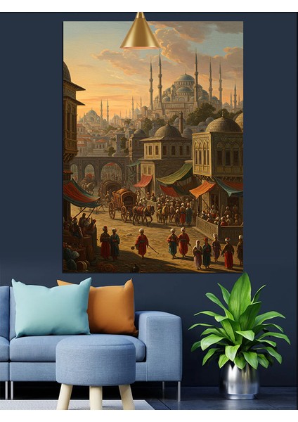 Osmanlı Çarşı Kalabalık Istanbul Dekoratif Kanvas - Mdf Ahşap Tablo modelleri