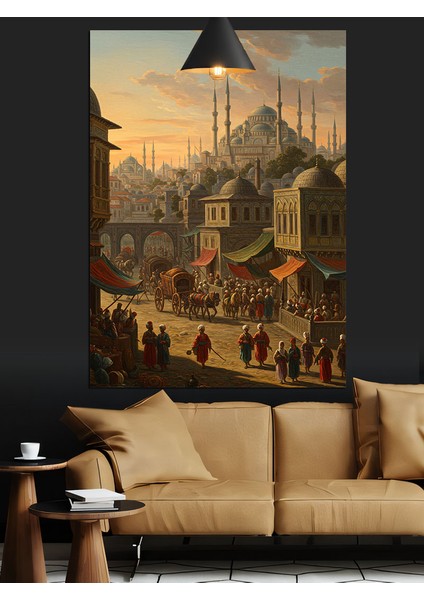 Osmanlı Çarşı Kalabalık Istanbul Dekoratif Kanvas - Mdf Ahşap Tablo fırsatları