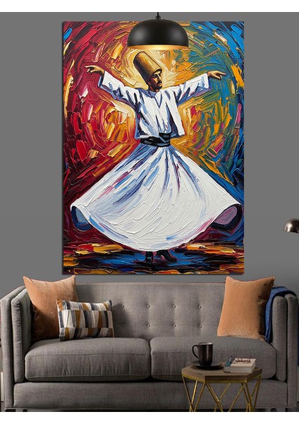 Semazen Dönen Derviş Dekoratif Kanvas - Mdf Ahşap Tablo
