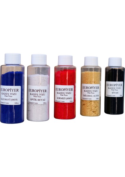 Kadife Tozu 5’li Renk Seti – Sax Mavi, Siyah, Kırmızı, Optik Beyaz, Altın Sarısı fiyatları