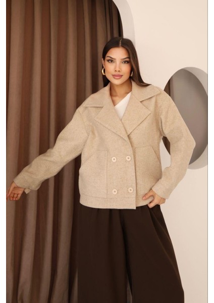 Kadın Bej Kısa Kaşe Ceket indirimleri