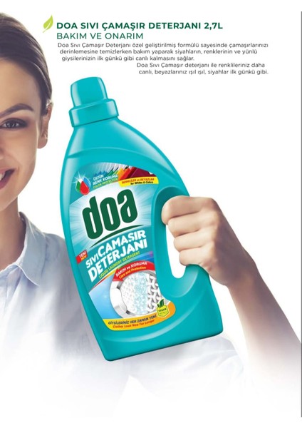 Doa Sıvı Çamaşır Deterjanı Bakım ve Onarım Yünlü ve Narinler 2,7l modelleri